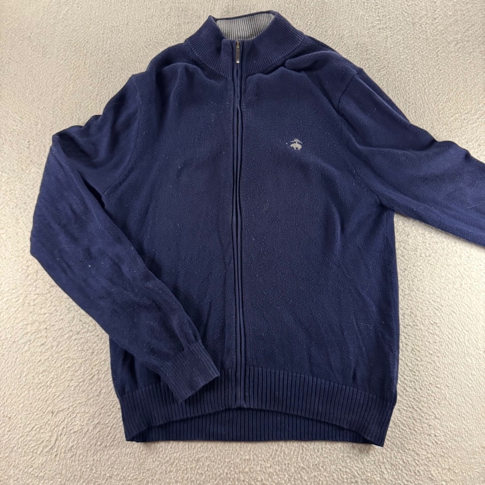 Brooks Brothers 346 Mens Navy Blue Supima Cotton Zip Up Sweater Size S Versatile